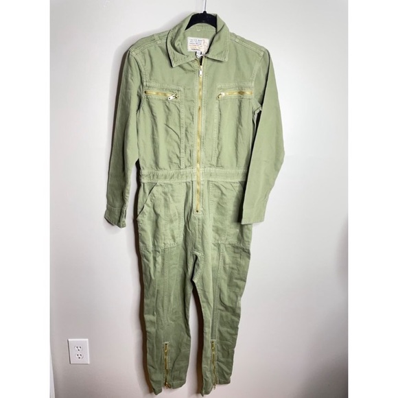 Sandrine Rose x Free People Coveralls Denim Jumpsuit Army Green, Size XS, NWT - Picture 5 of 9